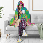 Psychedelic Surface Print Hooded Blanket