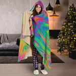 Psychedelic Surface Print Hooded Blanket