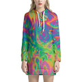 Psychedelic Surface Print Pullover Hoodie Dress