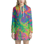 Psychedelic Surface Print Hoodie Dress