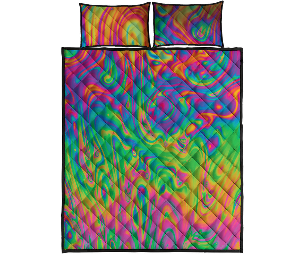 Psychedelic Surface Print Quilt Bed Set