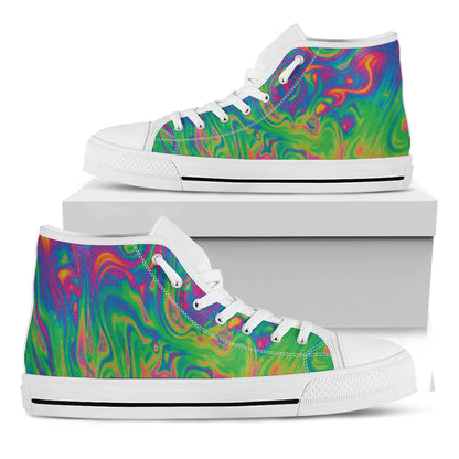Psychedelic Surface Print White High Top Shoes