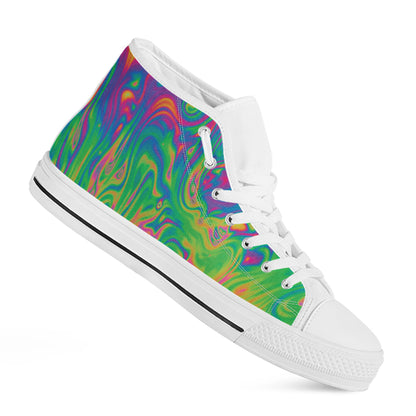 Psychedelic Surface Print White High Top Shoes