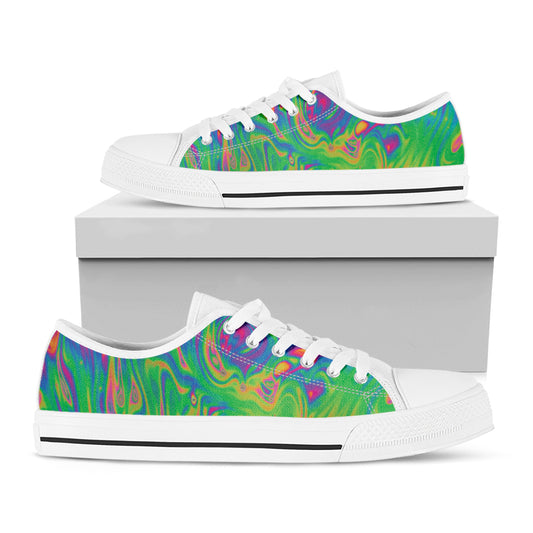 Psychedelic Surface Print White Low Top Shoes