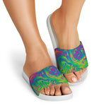 Psychedelic Surface Print White Slide Sandals