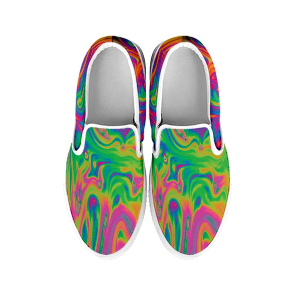 Psychedelic Surface Print White Slip On Shoes