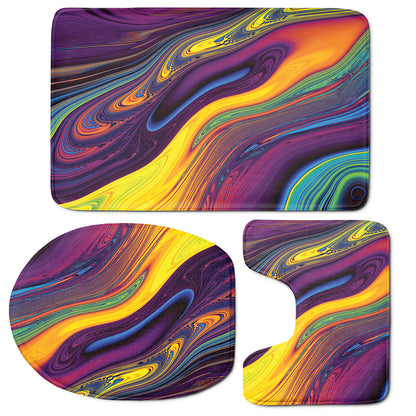 Psychedelic Trippy Fractal Print 3 Piece Bath Mat Set