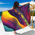 Psychedelic Trippy Fractal Print Beach Sarong Wrap