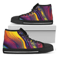 Psychedelic Trippy Fractal Print Black High Top Sneakers