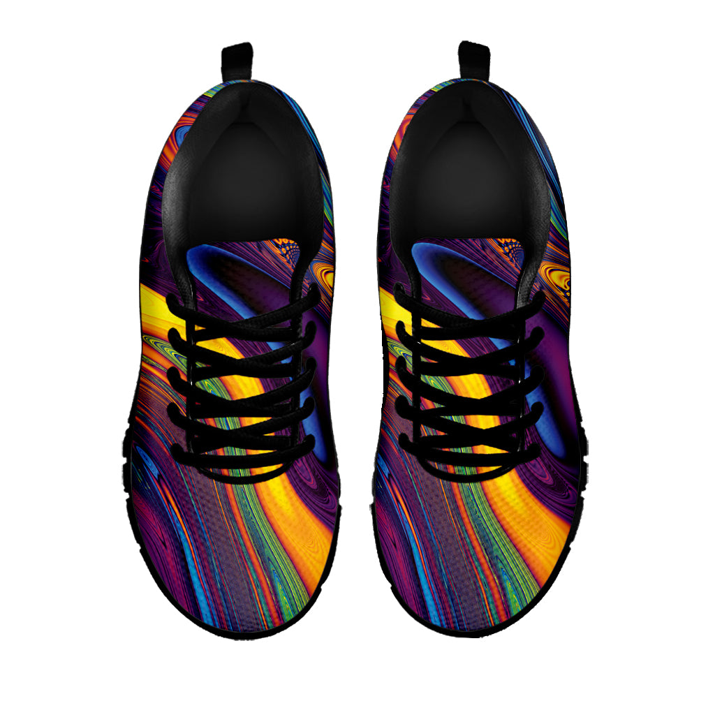 Psychedelic Trippy Fractal Print Black Sneakers