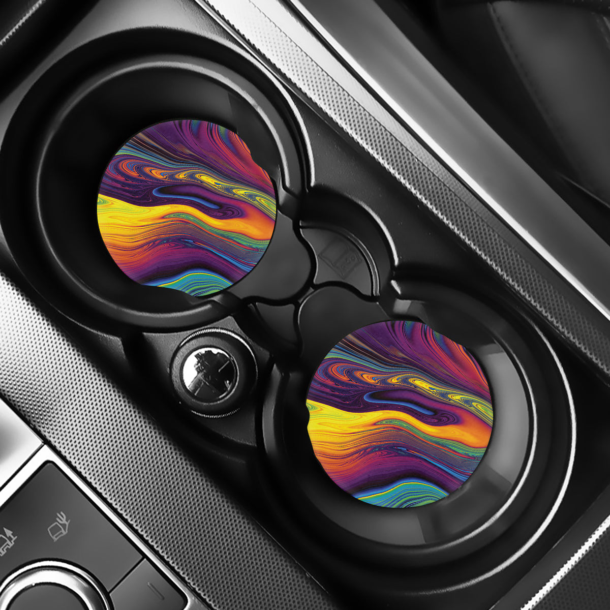 Psychedelic Trippy Fractal Print Car Coasters