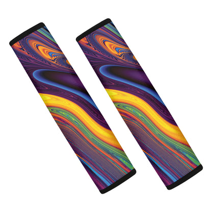 Psychedelic Trippy Fractal Print Car Seat Belt Covers
