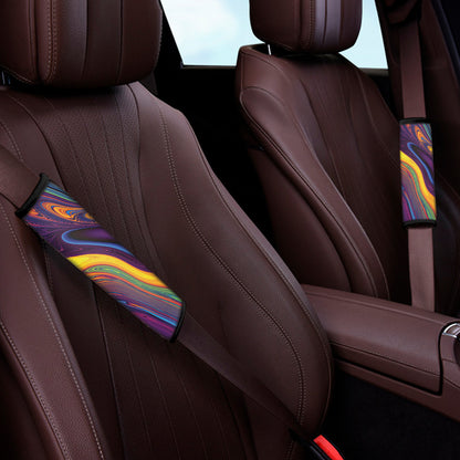 Psychedelic Trippy Fractal Print Car Seat Belt Covers