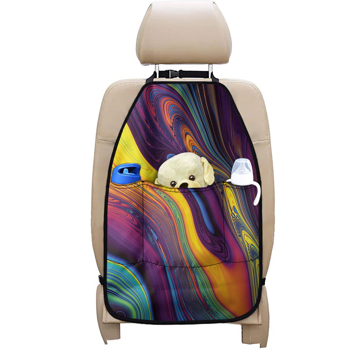 Psychedelic Trippy Fractal Print Car Seat Organizers