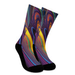Psychedelic Trippy Fractal Print Crew Socks