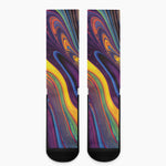 Psychedelic Trippy Fractal Print Crew Socks