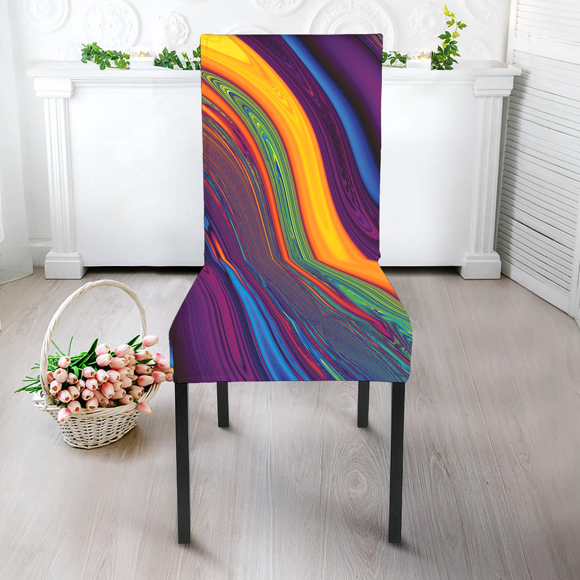 Psychedelic Trippy Fractal Print Dining Chair Slipcover