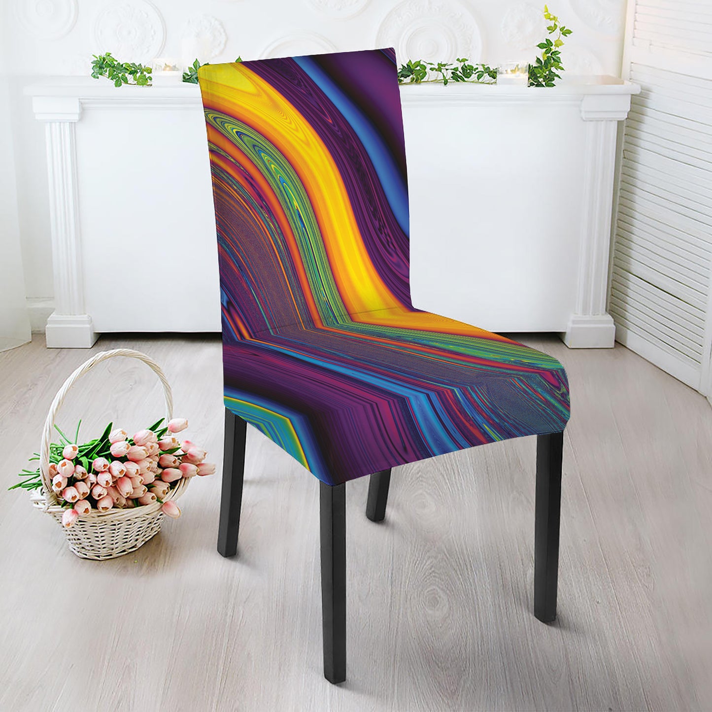 Psychedelic Trippy Fractal Print Dining Chair Slipcover