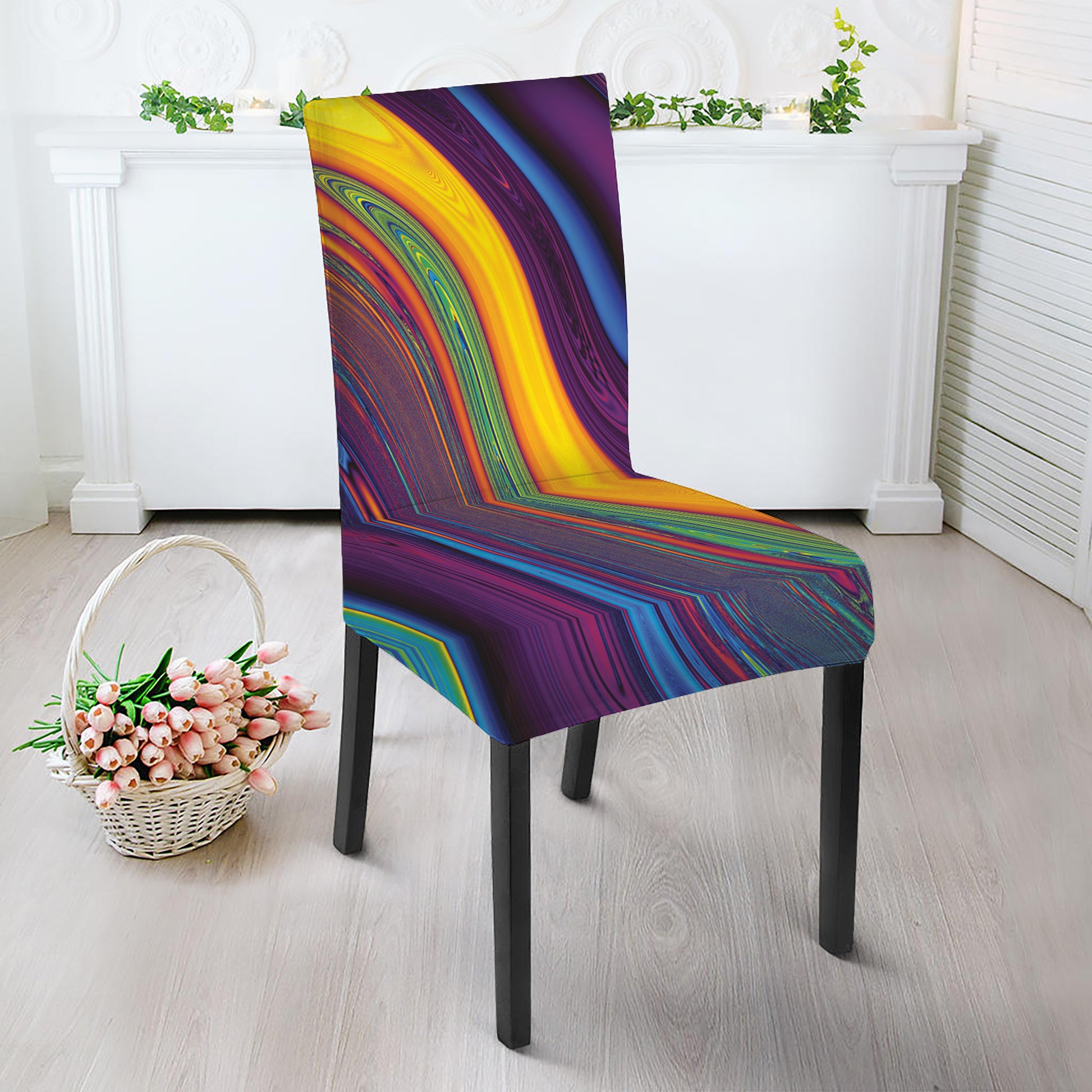Psychedelic Trippy Fractal Print Dining Chair Slipcover