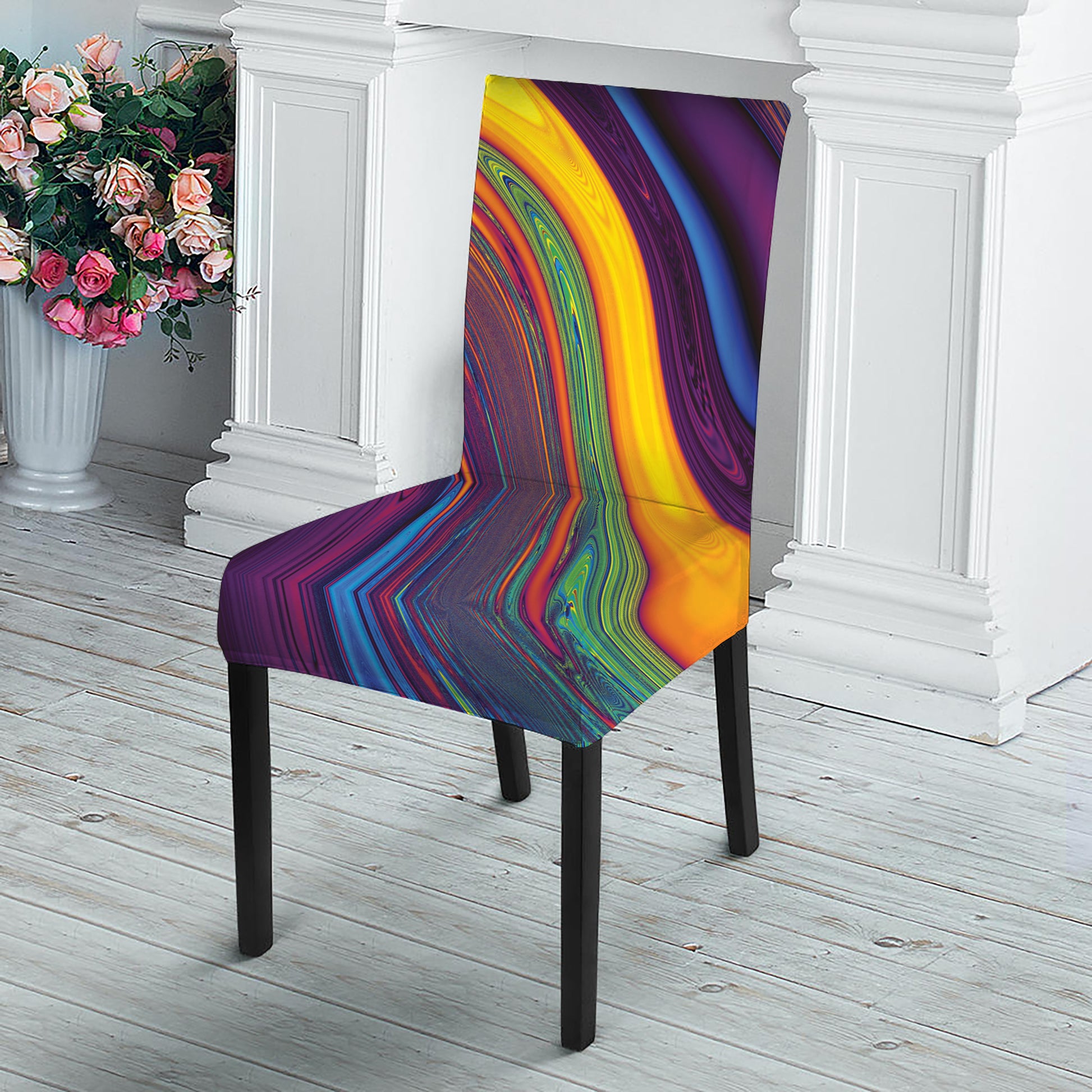 Psychedelic Trippy Fractal Print Dining Chair Slipcover