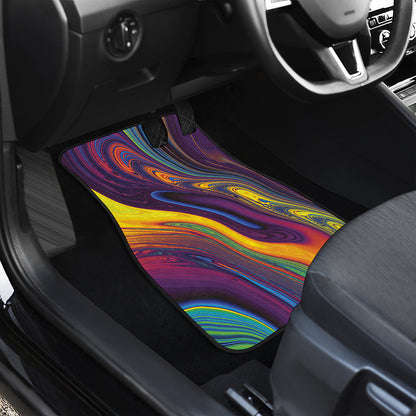 Psychedelic Trippy Fractal Print Front and Back Car Floor Mats