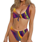Psychedelic Trippy Fractal Print Front Bow Tie Bikini
