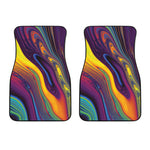 Psychedelic Trippy Fractal Print Front Car Floor Mats