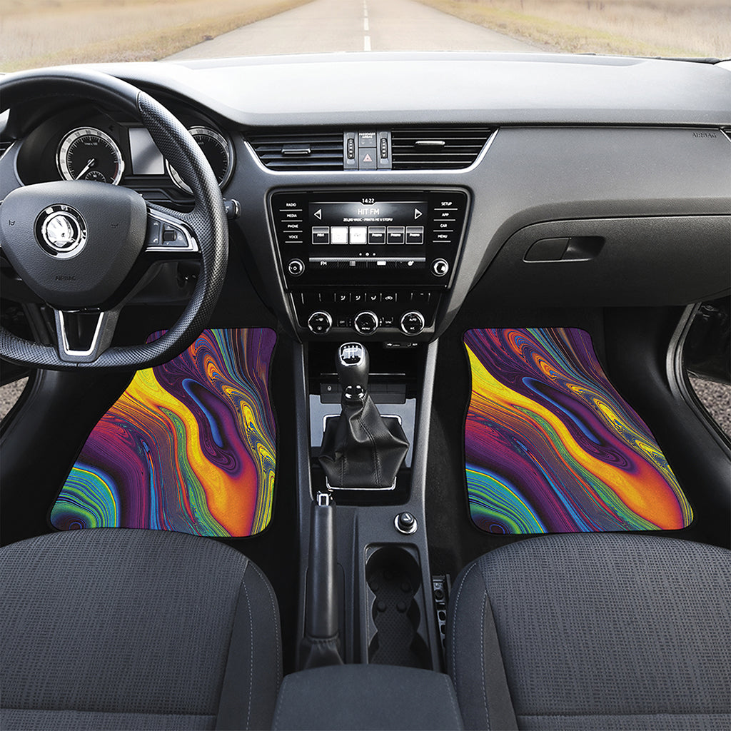 Psychedelic Trippy Fractal Print Front Car Floor Mats