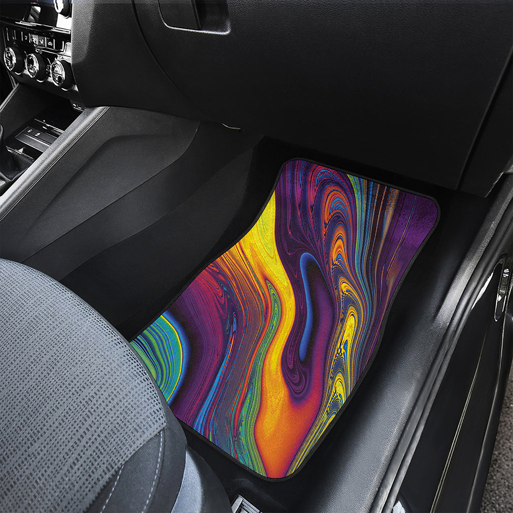 Psychedelic Trippy Fractal Print Front Car Floor Mats