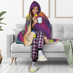 Psychedelic Trippy Fractal Print Hooded Blanket