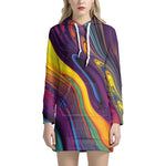 Psychedelic Trippy Fractal Print Hoodie Dress