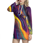 Psychedelic Trippy Fractal Print Hoodie Dress