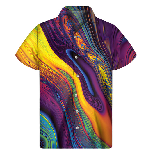 Psychedelic Trippy Fractal Print Men's Short Sleeve Shirt