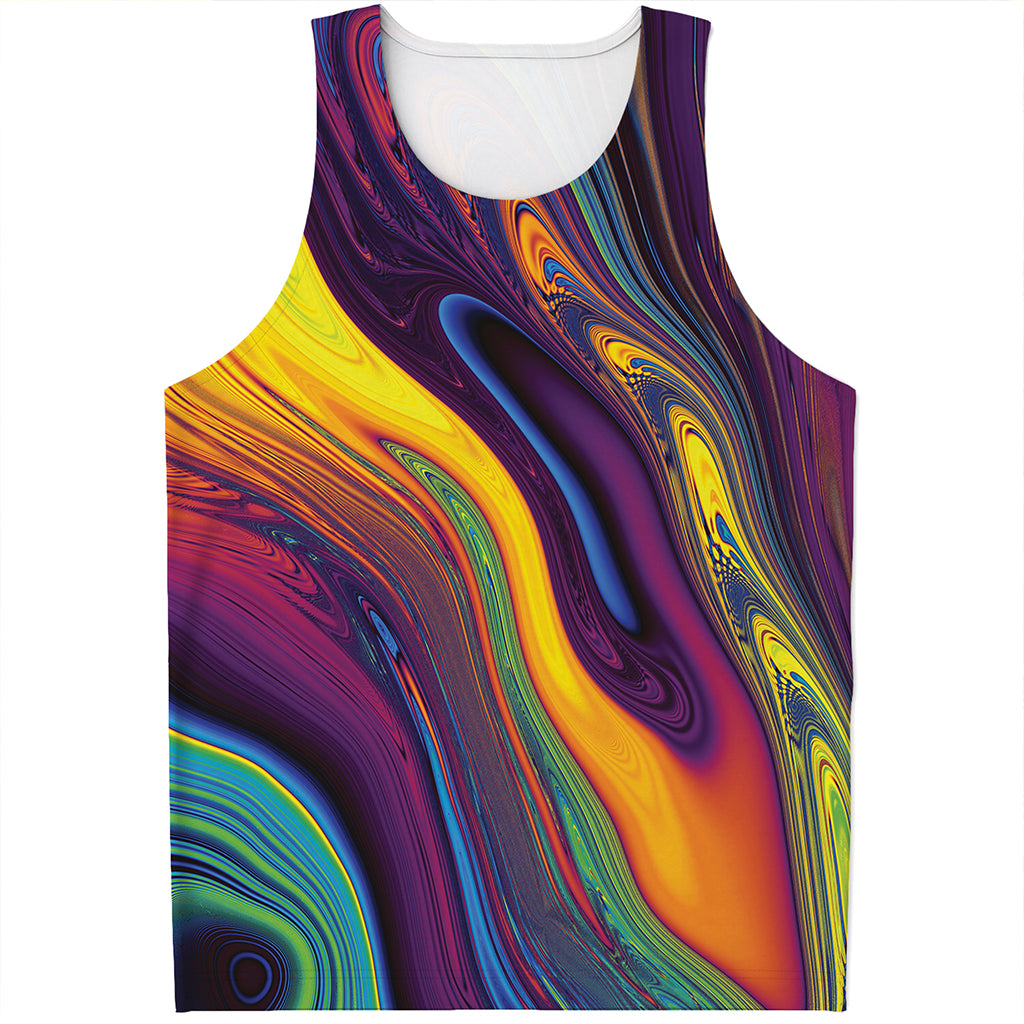 Psychedelic Trippy Fractal Print Men's Tank Top