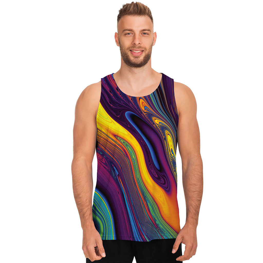 Psychedelic Trippy Fractal Print Men's Tank Top