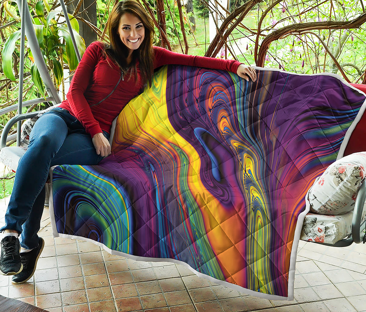 Psychedelic Trippy Fractal Print Quilt
