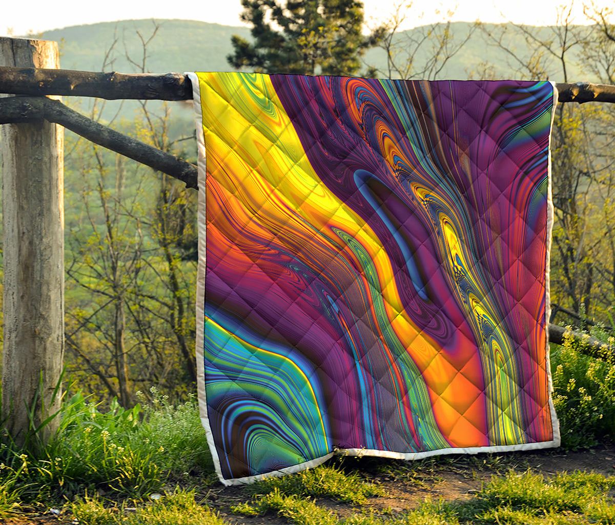 Psychedelic Trippy Fractal Print Quilt
