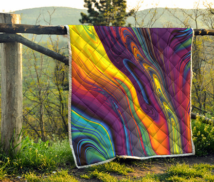 Psychedelic Trippy Fractal Print Quilt