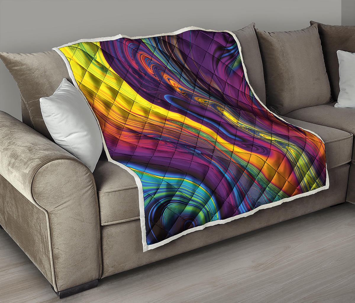 Psychedelic Trippy Fractal Print Quilt