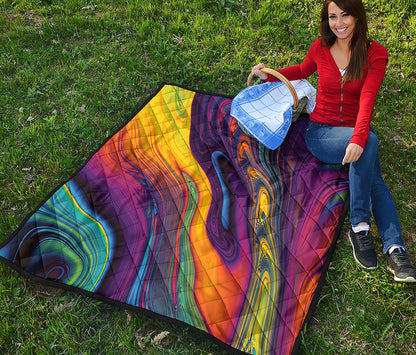 Psychedelic Trippy Fractal Print Quilt