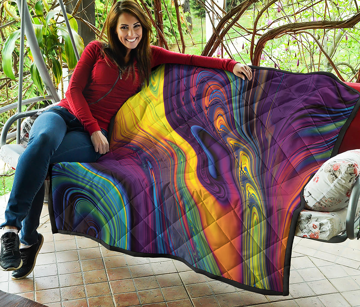 Psychedelic Trippy Fractal Print Quilt