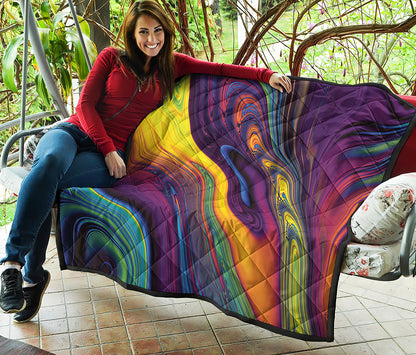 Psychedelic Trippy Fractal Print Quilt