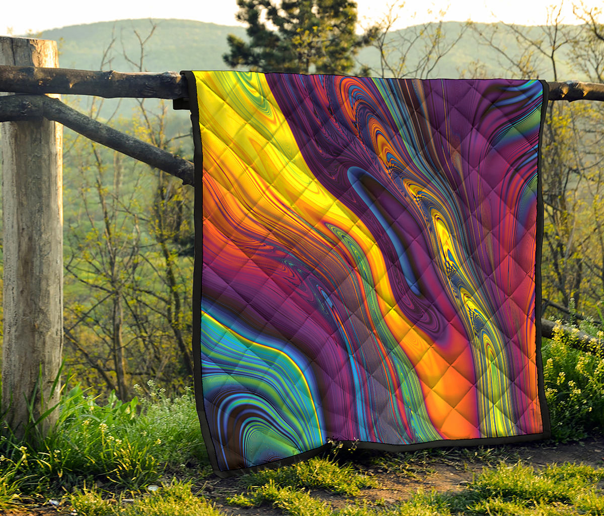Psychedelic Trippy Fractal Print Quilt