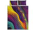 Psychedelic Trippy Fractal Print Quilt Bed Set