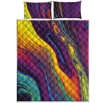 Psychedelic Trippy Fractal Print Quilt Bed Set