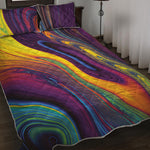 Psychedelic Trippy Fractal Print Quilt Bed Set
