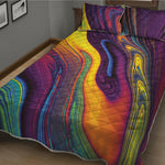 Psychedelic Trippy Fractal Print Quilt Bed Set