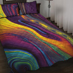 Psychedelic Trippy Fractal Print Quilt Bed Set