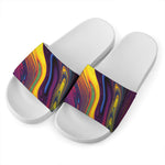 Psychedelic Trippy Fractal Print White Slide Sandals