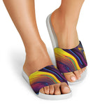 Psychedelic Trippy Fractal Print White Slide Sandals